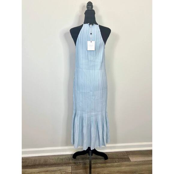 L'Academie Elin Midi Pleated Dress in Baby Blue Small Pullover Sleeveless Lined - Picture 3 of 6